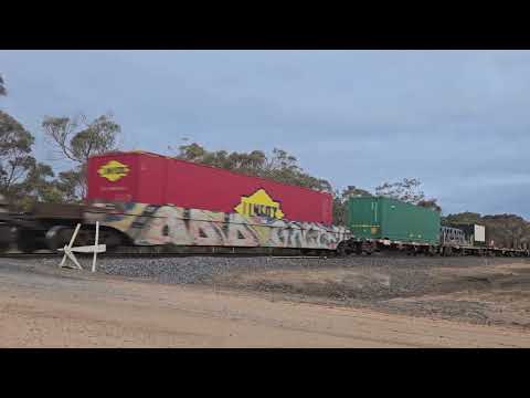5MP2 PN Steelie + intermodal, Melbourne to Perth, 1810, 12/9/24, Ararat West VIC