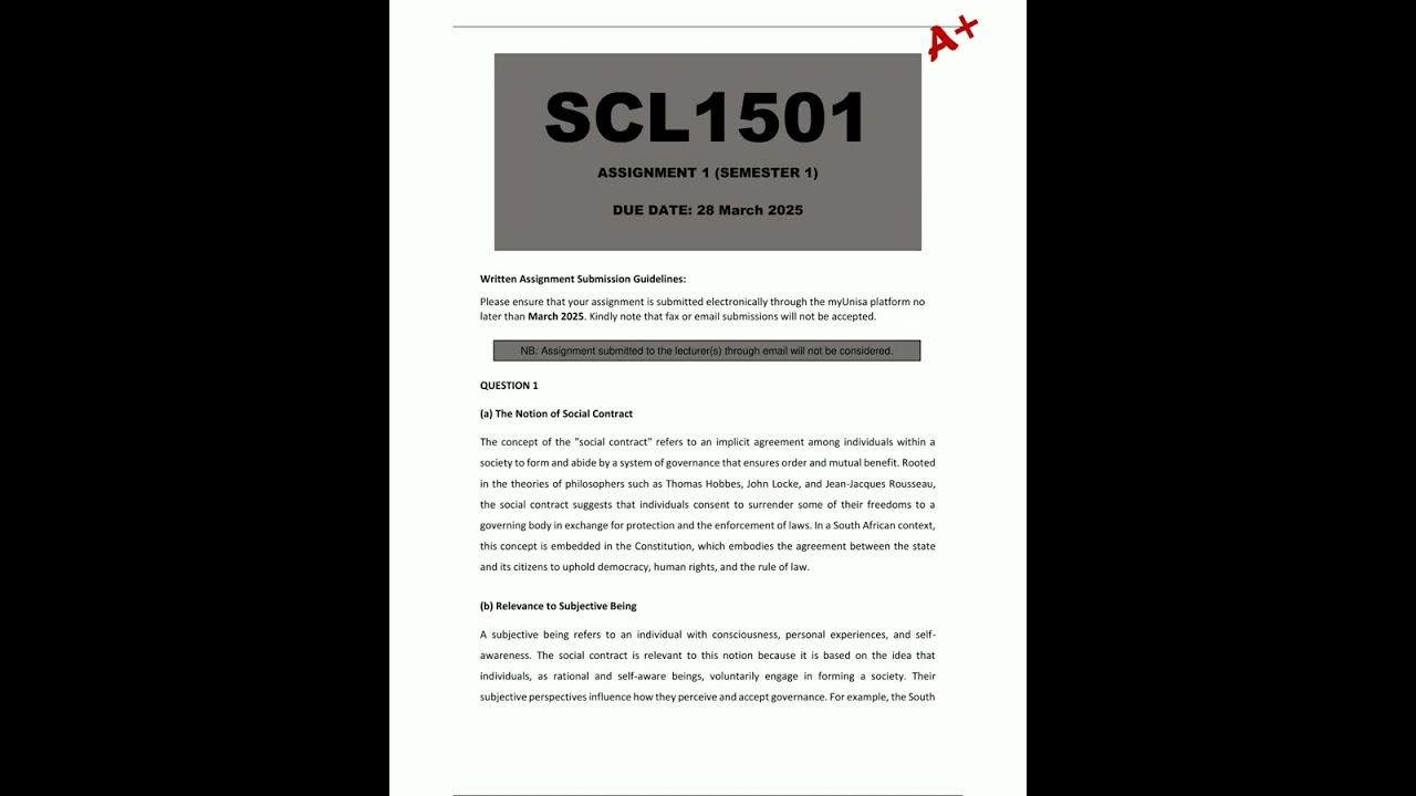 SCL1501 Assignment 1 COMPLETE ANSWERS Semester 1 2025 807873 DUE 28 March 2025