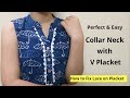 Collar Kurti Neck Design With V Placket Neck Design Easy Cutting And Stitching