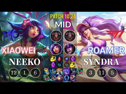 DMO Xiaowei Neeko vs T1 Roamer Syndra Mid - KR Patch 10.24