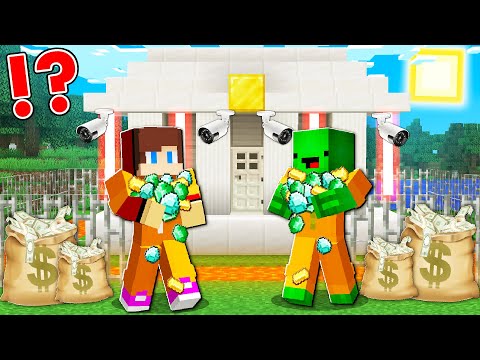 Mikey and JJ Rob The Security Bank in Minecraft!