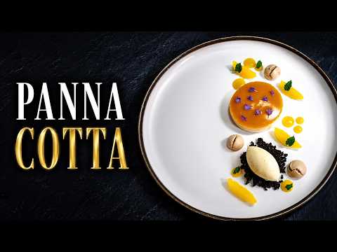 Panna Cotta with Taranis Lime Mousse, Chocolate Meringue, and Orange Gel
