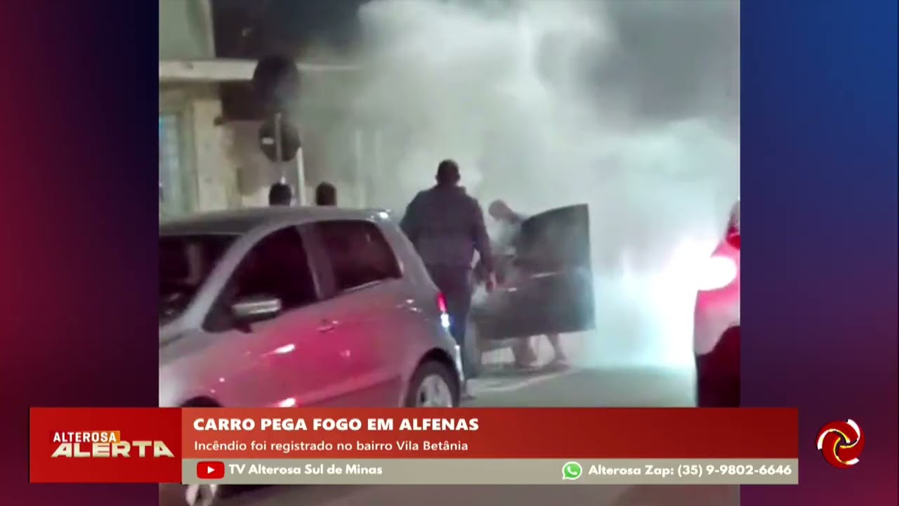 Susto e perigo: carro pega fogo em Alfenas