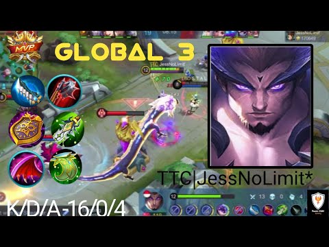 Top Global 3 Black Dragon Hypercarry Mode Yu Zhong | Solo Squad Wipe~ JessNoLimit’ | Mobile Legends