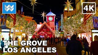 Amazing Christmas Lights at The Grove in Los Angeles | Night Walking Tour | LA Travel Guide【4K】