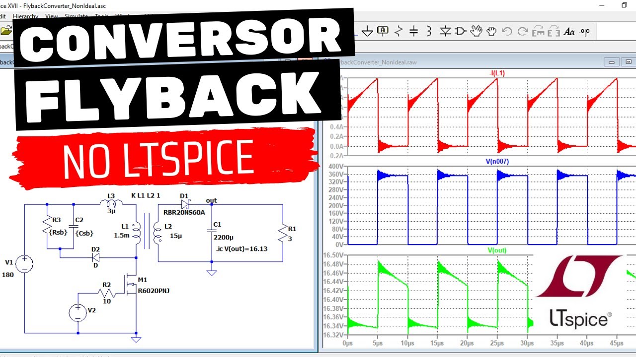 Como simular conversores CC-CC isolados (ex: FLYBACK) | LTspice Tutorial 2