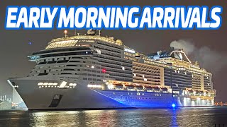 3 Cruise Ships Arrive at Port Canaveral 🚢 Explorer of the Seas, MSC Grandiosa & Disney Adventure