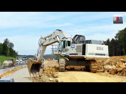 LIEBHERR R 984B & Trucks, **Drone & Ground** Ausbau A 8 Merklingen, Germany, 21.06.2018.