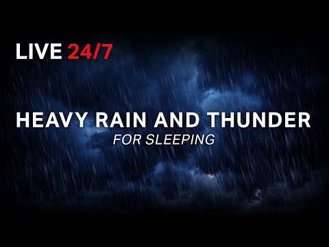 🔴 Heavy Rain and Thunder Sounds for Sleeping | 24/7 Livestream,  Sleep Sounds, Beat Insomnia
