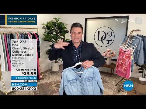 DG2 by Diane Gilman Classic Stretch Collarless Denim Jac...