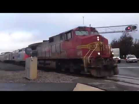 BNSF 705 and Amtrak 156 lead Coast Starlight #11 through Un