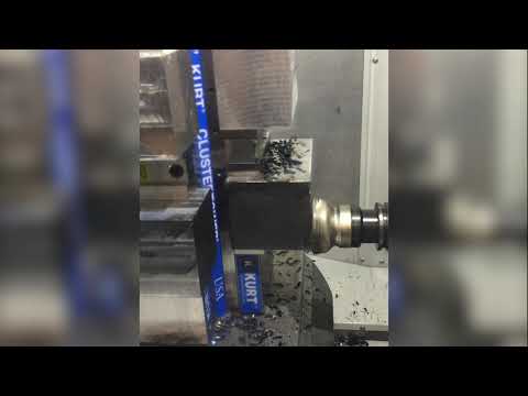 Kurt CarvLock Tower workholding setup on a Haas EC400 HMC