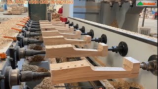 Máy phay khoan Cnc 8 trục 32 dao Woodmaster chuyên gia công chân bàn ghế