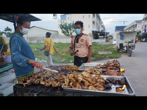 The Popular Couple Grill & Testy Meat On The Street - Evening Selling Grill Meat in Town