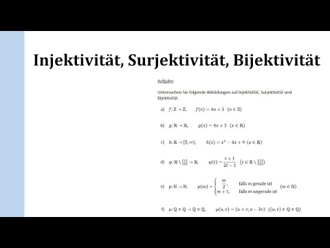 Injektivität, Surjektivität, Bijektivität mit Beispielaufgaben