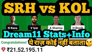 SRH vs KOL Dream11 Prediction|SRH vs KOL Dream11|SRH vs KKR Dream11 Prediction|