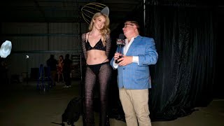 Model Kristina Lubovna interviewed at in her runway look at Super Model Mgmt Coachella Fashion Show
