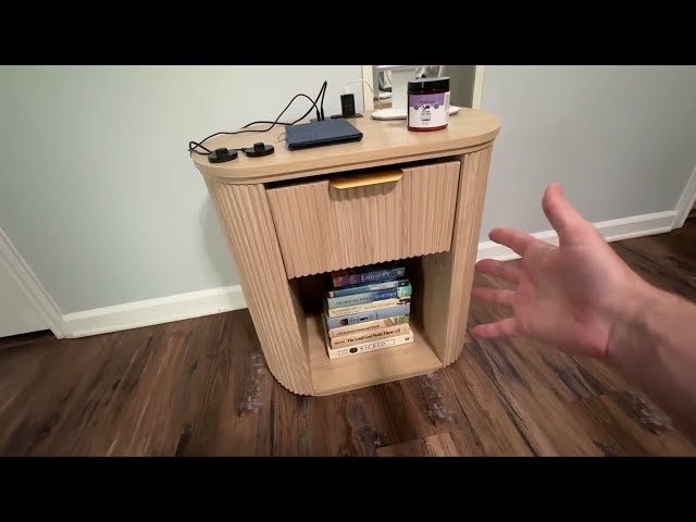 Best Fluted Nightstand with Charging Station - close-up view