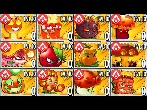 All FIRE Plants Max Level Power-Up in Plants vs. Zombies 2