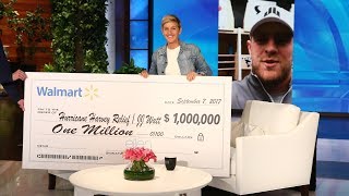 Ellen Surprises Houston Texans Star J.J. Watt With Hurricane Harvey Relief Donation