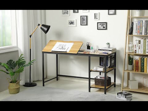 Kawachi wooden desktop computer table with storage