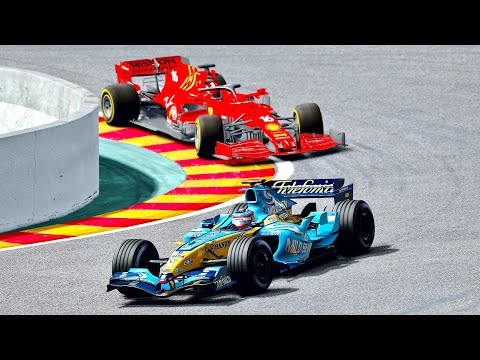 Ferrari F1 2021 vs Renault F1 2005 at Spa