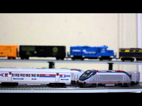 Amtrak HO Scale Train zoom by....