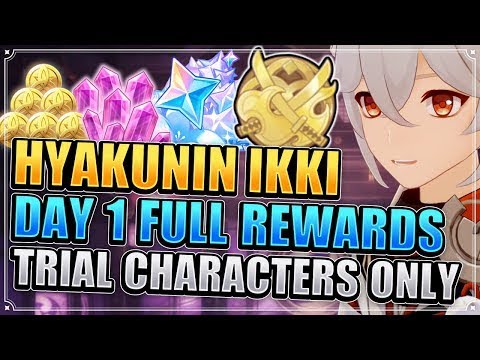 Hyakunin Ikki Day 1 Guide (TRIAL CHARACTERS ONLY FULL REWARDS) Genshin Impact Patch 2.5 Extreme x4