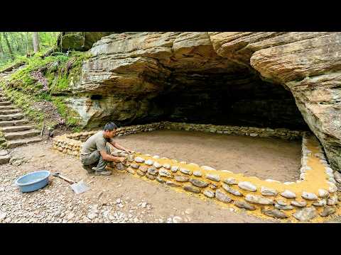 Man Builds a Secret House Under a Giant Rock in 7 Days | Full Build by @BushcraftIdeas-e9q​