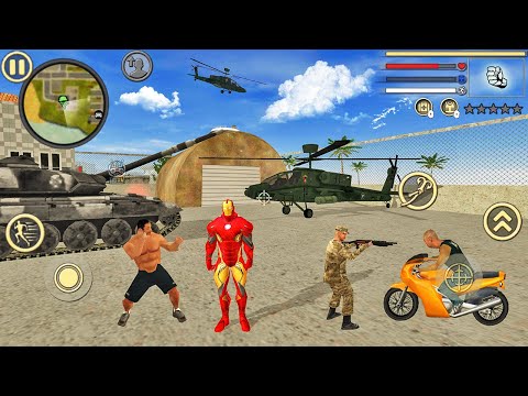 Iron Rope Hero Vice Town City Crime Simulator - Tank and Helicopter - Android Gameplay