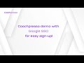 Coachpresso demo with Google SSO for easy sign-up | Launch your Coaching Business | Coachpresso