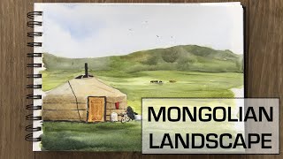 Mongolian Landscape - Simple Tutorial with Narration