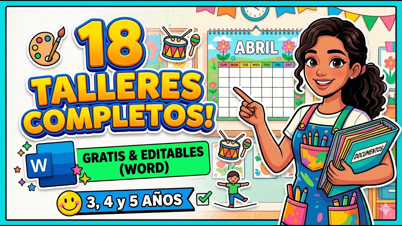 ¡MEGA PACK DE TALLERES! Todo Abril para Inicial 3, 4 y 5 años | Sesiones en Word 🎨✨