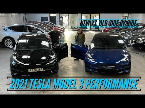 NEW 2021 v 2020 Tesla Model 3 Long Range Performance side-by-side comparison.