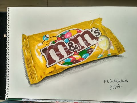 Time Lapse drawing  - a bag of M&M's  - How to draw 3D art - Spike Arts with Sathak
