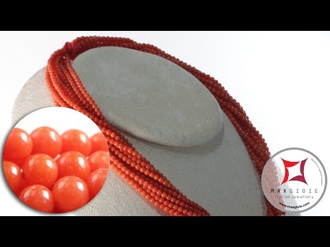 Collana Corallo rosso Extra Torchon 10 fili pallini 3mm in Oro 18K
