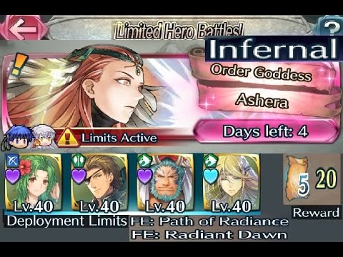 The battle with Limited unit : Vs. Mythic! Ashera - Infernal (with F2P units, SIs and Seals)