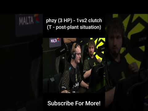 Phzy 3 HP 1VS2 Clutch T Post Plant Situation #shorts #csgoshorts #counterstrike #counterstrikeshorts