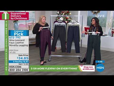 Nina Leonard Faux Leather Novelty Legging