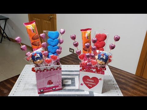 #dollartree #valentinesdiy #candybouquet DIY Dollar Tree Valentine Candy Arrangements