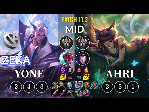 VG Zeka Yone vs Ahri Mid - KR Patch 11.3