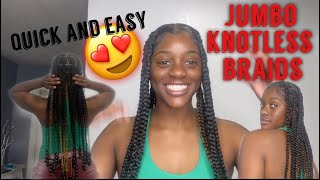 Watch me do jumbo knotless braids for the first time| DIY