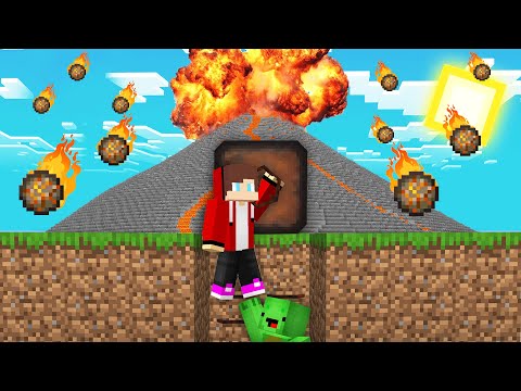 JJ and Mikey Hiding From VOLCANIC ERUPTION in Minecraft - Maizen