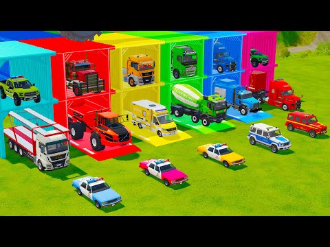 ALL POLICE CARS & SERVICE VEHICLES, FIRE ENGINE, TIPPING TRUCK TRANSPORT TO GARAGE - FS22