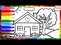 Draw and Color a House with a Garden 🏡🌈 Drawings for Kids