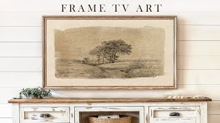 Frame TV Art | Vintage Tree Sketch |  Screensaver For Your TV | 1Hr of 4K HD Landscape Drawing