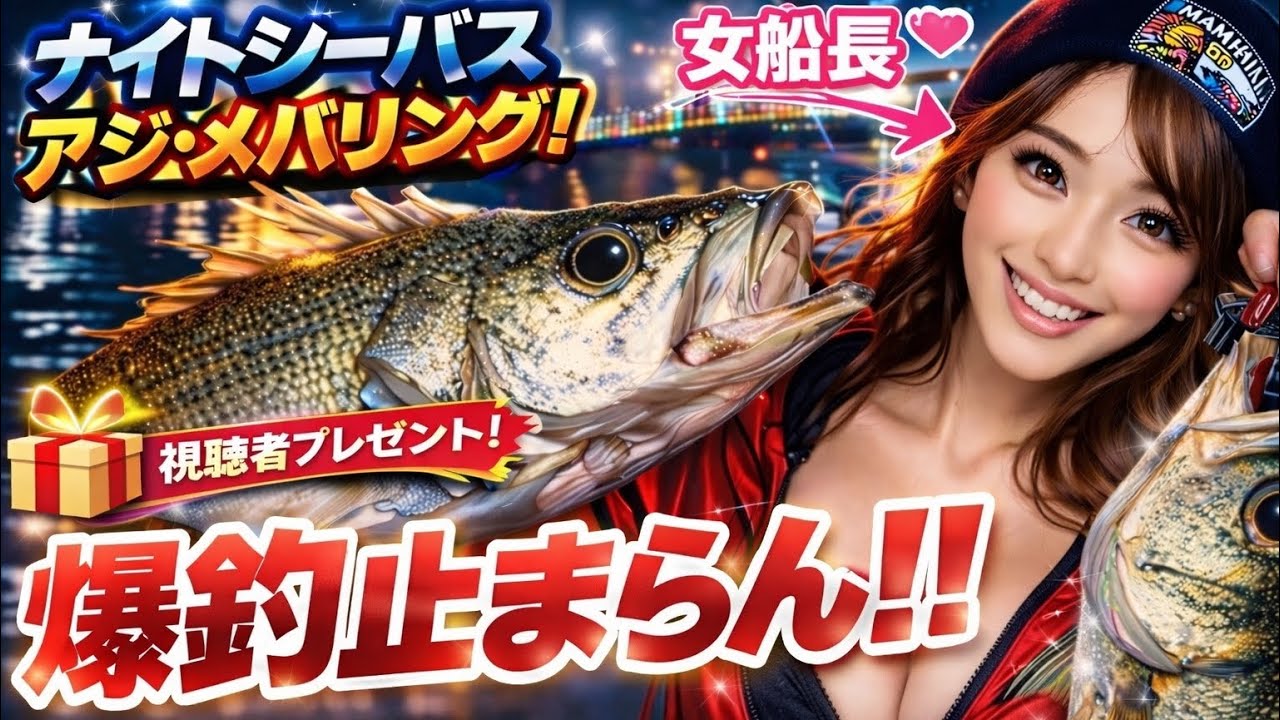  【夜釣】#女船長 激アツ爆釣！！ #釣り夫婦   #視聴者プレゼント 