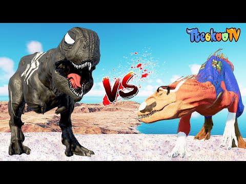 (Jurassic World Evolution🌍)Super Mario Indoraptor VS Venom Carnotaurus Dinosaurs Fight