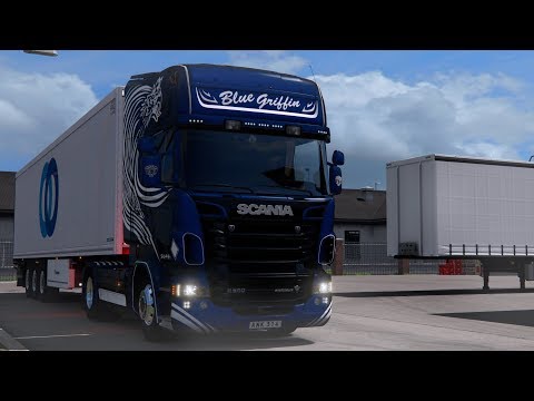 ETS2 1.34 - Scania R560 V8 Blue Griffin - Open Pipe Sound & Realistic Graphics - Sweden