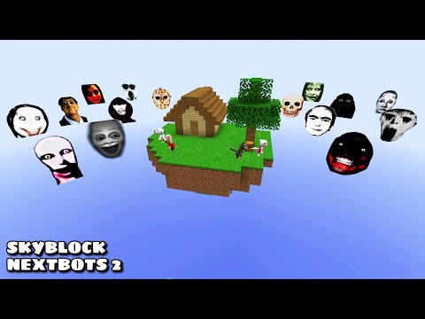 SURVIVAL SKYBLOCK PART 2 WITH 100 NEXTBOTS in Minecraft - Gameplay - Coffin Meme